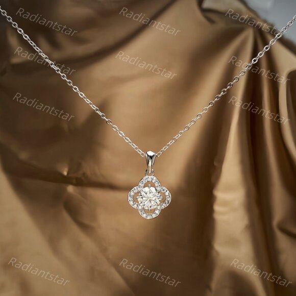 NEW Certified 1ct. t.w. Moissanite Clover Necklace - Picture 4 of 7